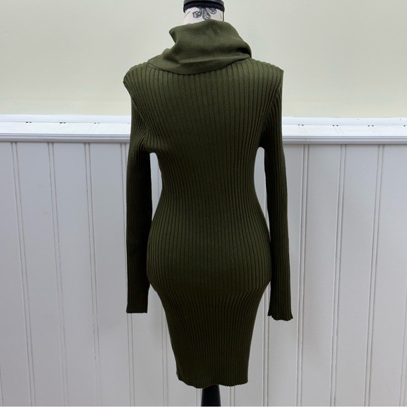 DJT Womens Slim Fit Cowl Neck Long Sleeve Knit Sweater Dress - Picture 2 of 3